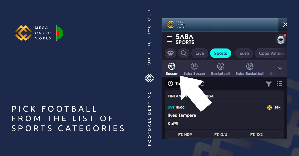 Choose a betting provider and select football from the sports menu at MCW