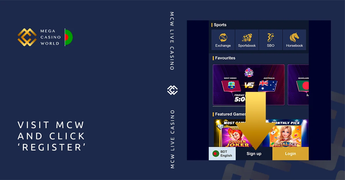 Launch the MCW website or mobile application and hit 'Register' to create your account