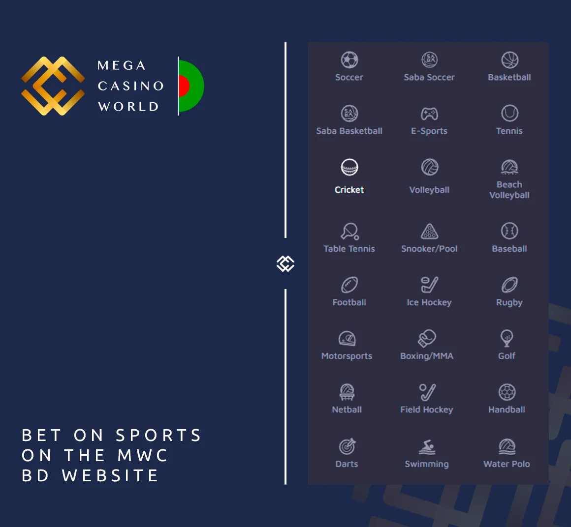 At MCW Bangladesh, players can engage in the action through both the sportsbook and exchange modes for the most popular sporting events