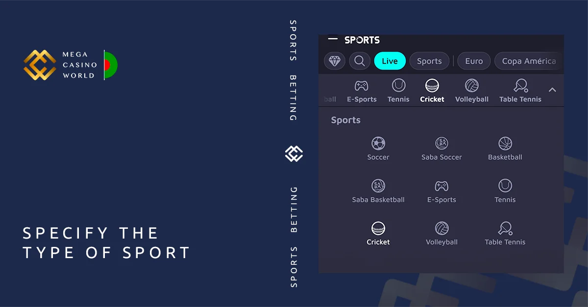 Select the specific sport you wish to bet on